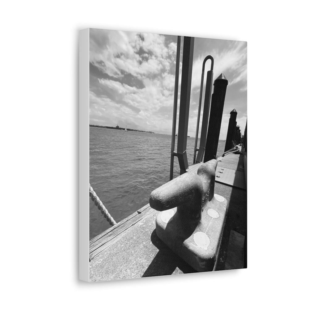 Home Decor, Canvas Gallery Wrap Vertical Wall Art, Say It Soul Black And White Ocean Harbor