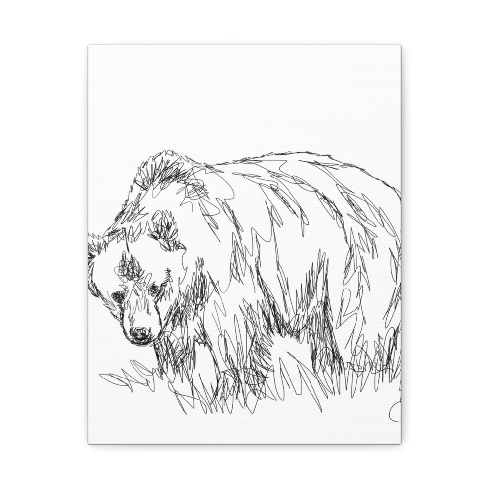 Home Decor, Canvas Gallery Wrap Vertical Wall Art, Beer Wildlife, Line Art Sketch Print