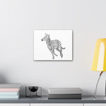 Canvas Gallery Wrap - Wall Art, Galloping Zebra Line Art Drawing Print