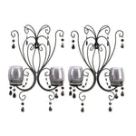 Beaded Candle Wall Sconce Pair