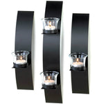 Sleek Black Curved Iron Wall Sconce Set