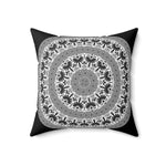 Decorative Throw Pillow Case, Black and White Geometric BOHO Pattern, BW