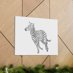 Canvas Gallery Wrap - Wall Art, Galloping Zebra Line Art Drawing Print