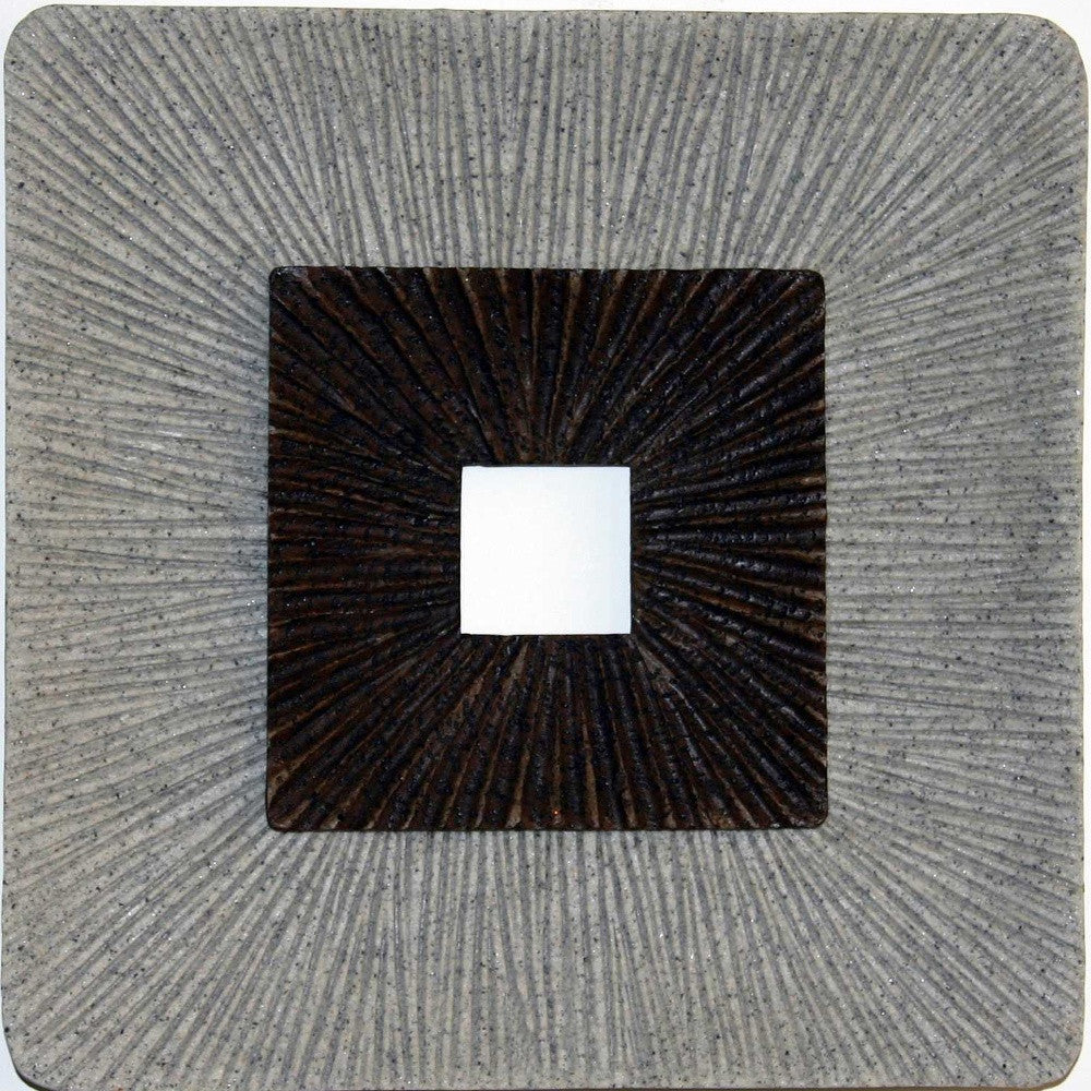 1 x 14 x 14 Brown & Gray Square Ribbed - Wall Art