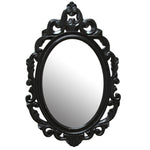 Glossy Black Oval Glass Wall Mirror