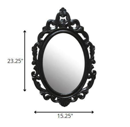 Glossy Black Oval Glass Wall Mirror