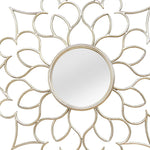 7 Round Silver Quatrefoil Metal Framed Wall Mirror