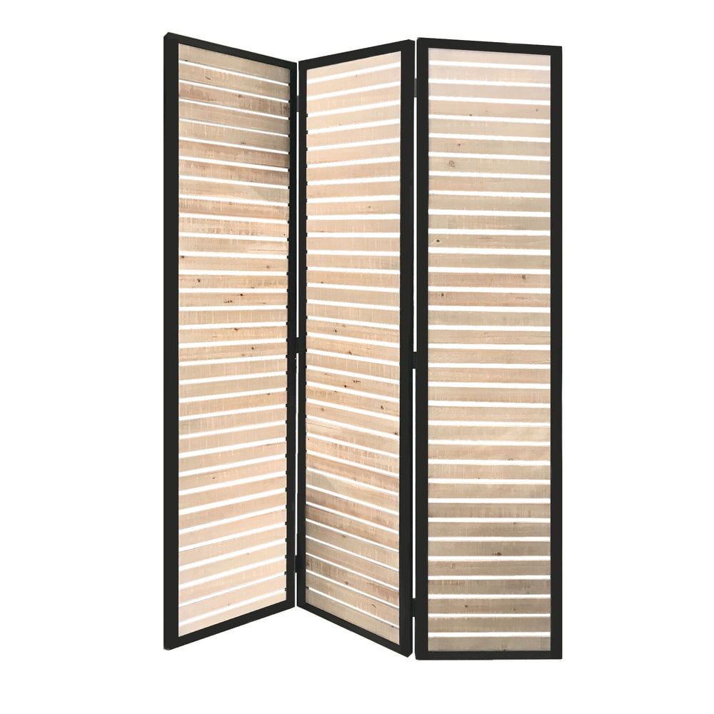 41 x 1.5 x 67 Natural Brown Wood And Metal  Screen