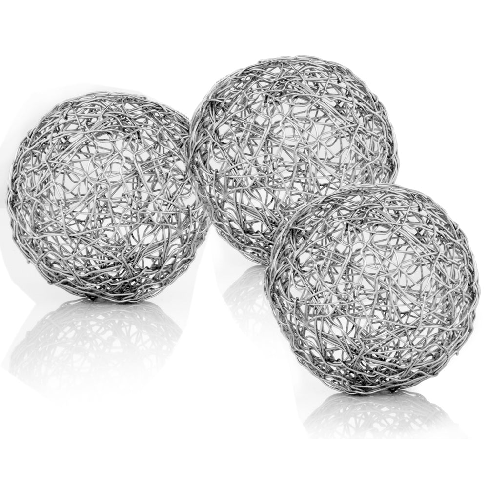 3" x 3" x 3" Shiny Nickel Silver Wire Spheres Box of 3