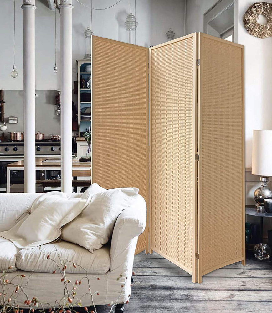 Natural Color Bamboo 3 Panel Room Divider Screen