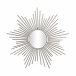 Striking Silver Metal Sunburst Design Wall Mirror