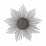 Striking Silver Metal Sunburst Design Wall Mirror