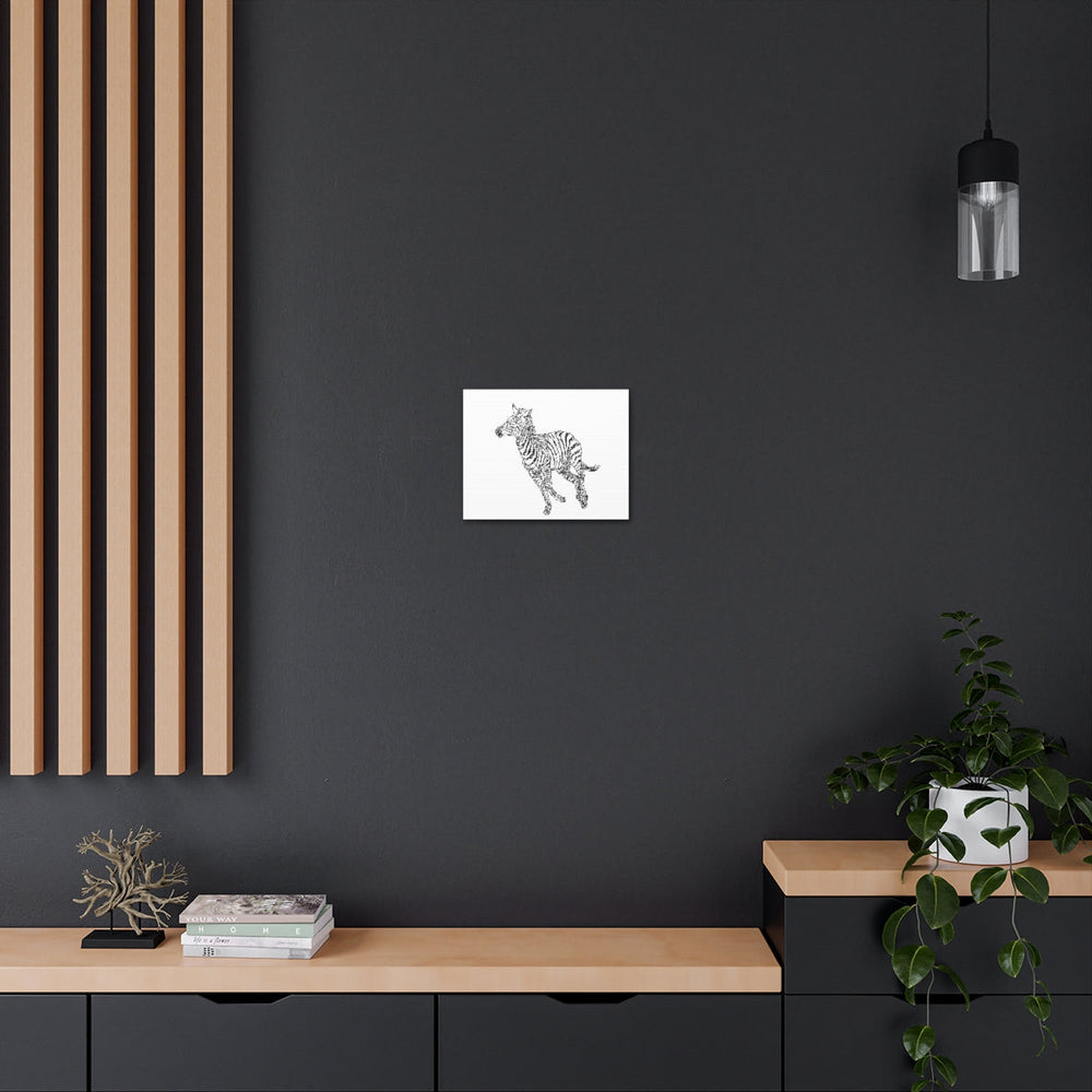 Canvas Gallery Wrap - Wall Art, Galloping Zebra Line Art Drawing Print