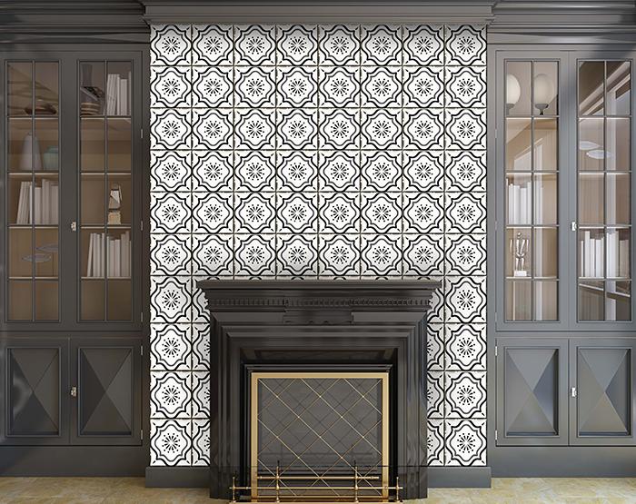 4" x 4" Black And White Mosaic Peel and Stick Removable Tiles