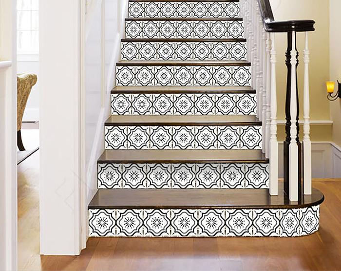 4" x 4" Black And White Mosaic Peel and Stick Removable Tiles