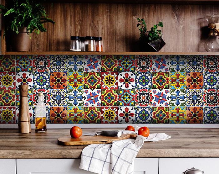 5" x 5" Festival Brights Mosaic Peel and Stick Removable Tiles