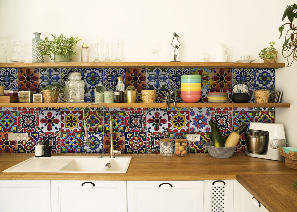 5" x 5" Festival Brights Mosaic Peel and Stick Removable Tiles