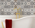 7" x 7" Charcoal and White Mosaic Peel and Stick Removable Tiles