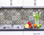 7" x 7" Charcoal and White Mosaic Peel and Stick Removable Tiles