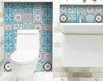 8" x 8" Sky Blue Mosaic Peel and Stick Removable Tiles