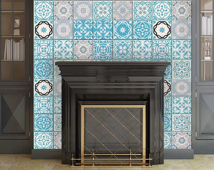 8" x 8" Sky Blue Mosaic Peel and Stick Removable Tiles