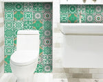 5" x 5" Green and White Mosaic Peel and Stick Removable Tiles