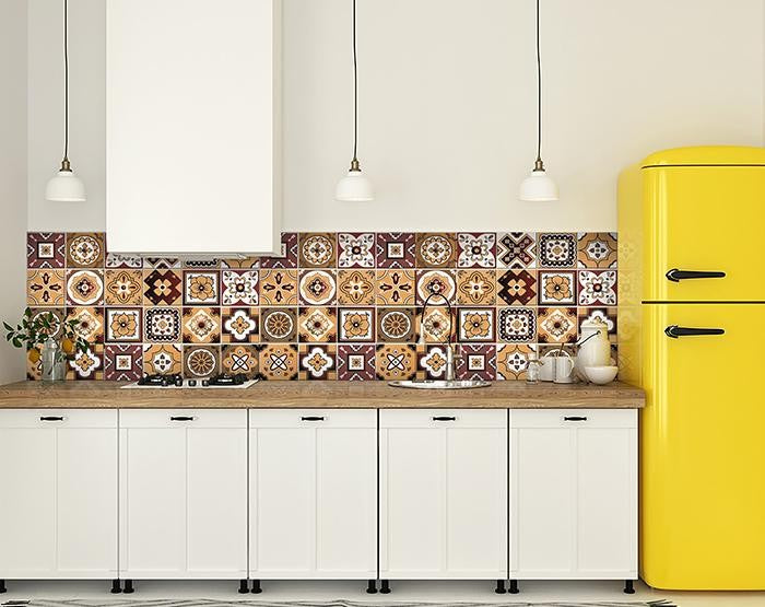 5" x 5" Shades of Brown Mosaic Peel and Stick Removable Tiles