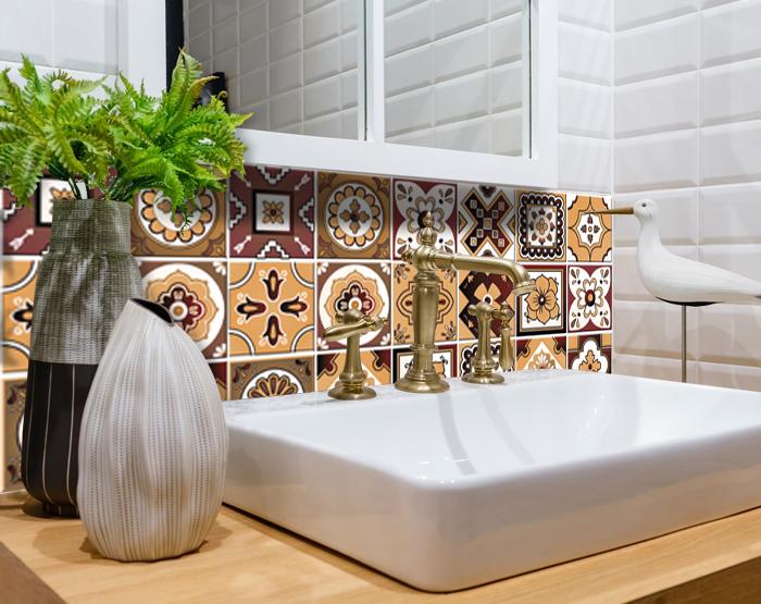 7" x 7" Shades of Brown Mosaic Peel and Stick Removable Tiles