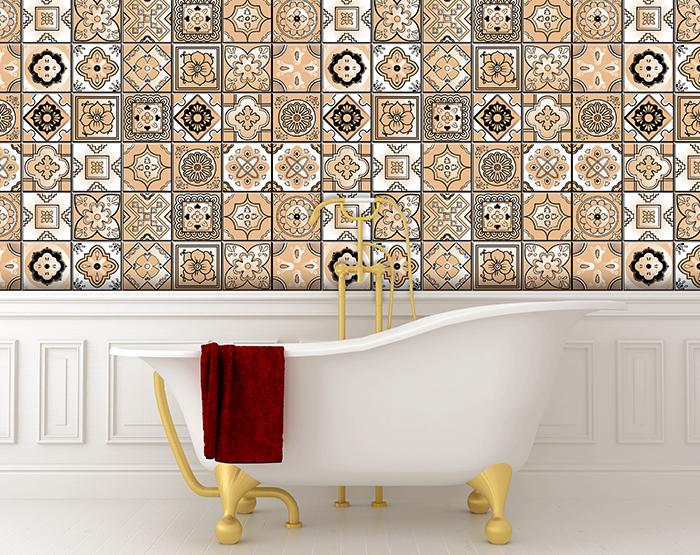 6" x 6" Shades of Taupe Mosaic Peel and Stick Removable Tiles