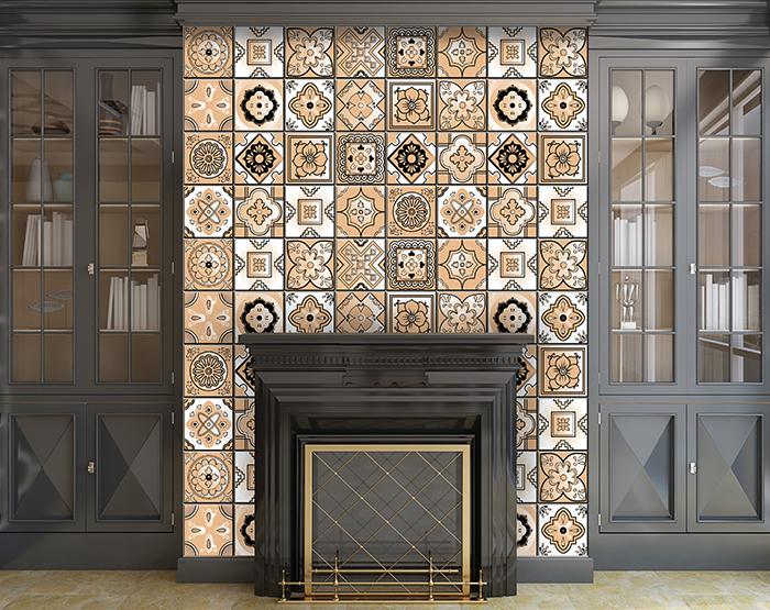 6" x 6" Shades of Taupe Mosaic Peel and Stick Removable Tiles