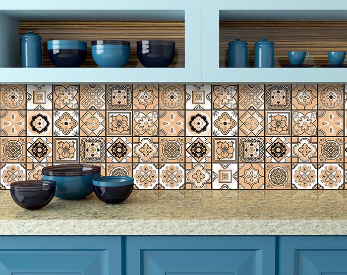 6" x 6" Shades of Taupe Mosaic Peel and Stick Removable Tiles