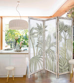 Earthy Opaque Palms Three Panel Room Divider Screen