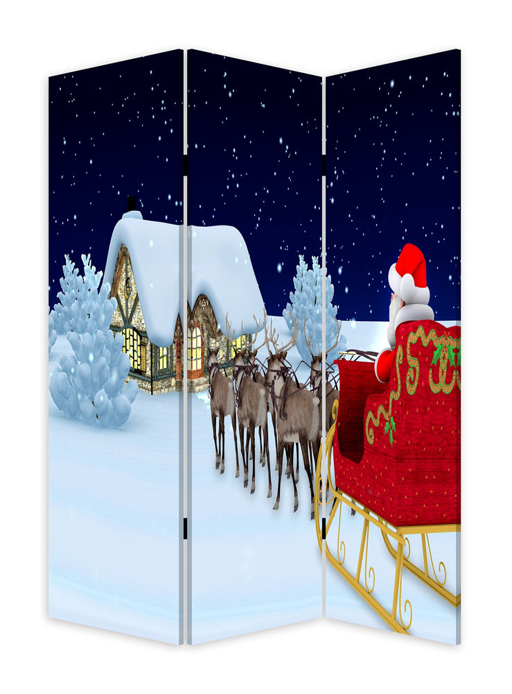 Festive Merry Christmas Three Panel Room Divider Screen