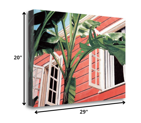 29" Coastal Green Tropical Leaves Giclee Wrap Canvas Wall Art