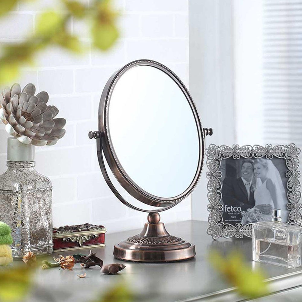 Vintage Style Copper 7X  Magnification Vanity Mirror