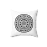 Decorative Throw Pillow Case, White and Black Round Geometric BOHO Pattern