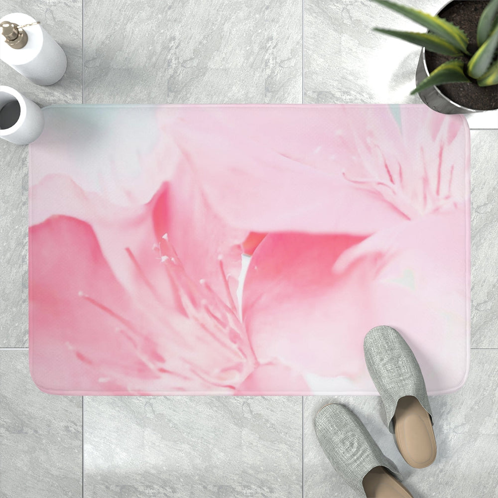 Home Decor, Memory Foam Bath Mat, Pink Flower Bloom, Peaceful Spring Nature