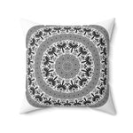 Decorative Throw Pillow Case, White and Black Geometric BOHO Pattern