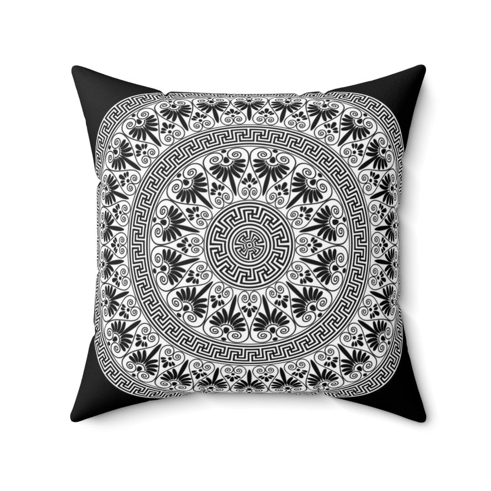 Decorative Throw Pillow Case, Black and White Geometric BOHO Pattern, BW