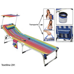 Sun-lounger Textiline 190 x 60 x 31 cm Multicolour Parasol Pockets Headrest