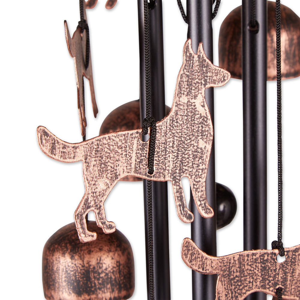 Metal Bell-Style Windchimes with Dogs and Leaf