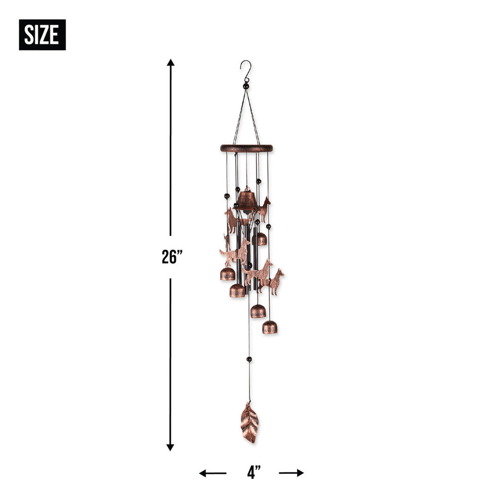 Metal Bell-Style Windchimes with Dogs and Leaf