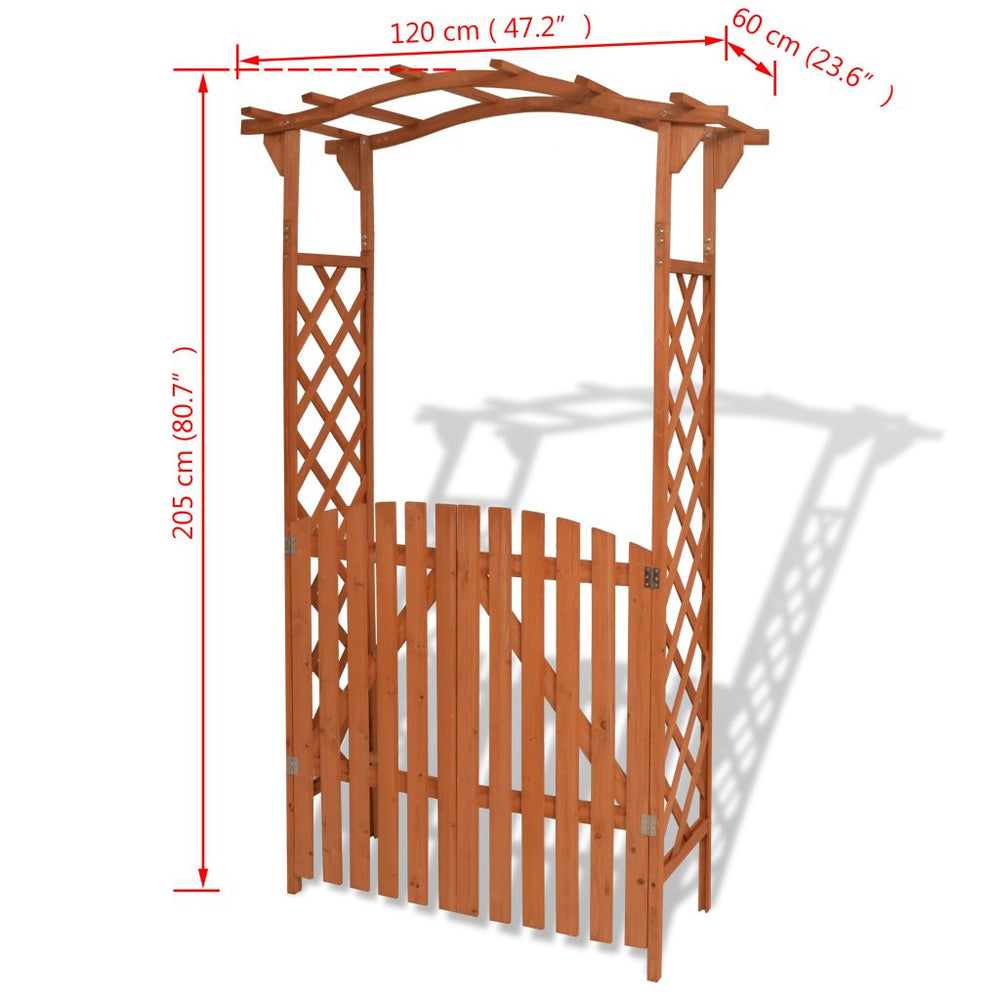 vidaXL Garden Arch with Gate Solid Wood 47.2"x23.6"x80.7"