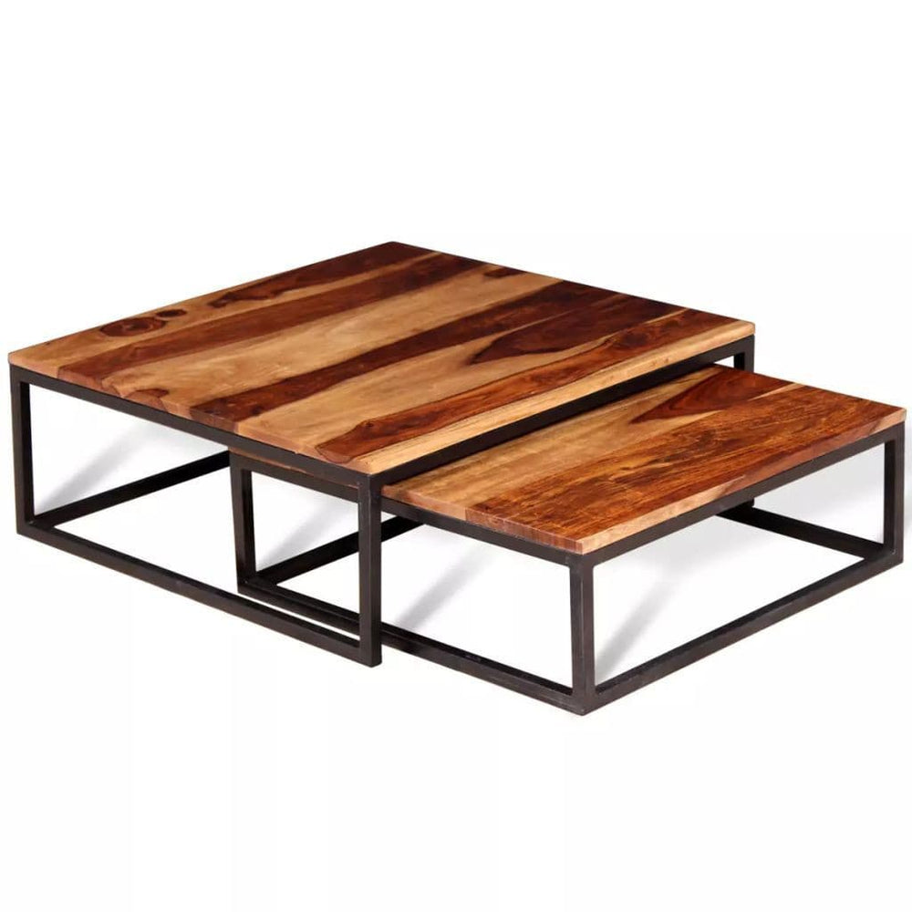 Nesting Coffee Table Set 2 Pieces Side Couch End Stand Multi Materials.