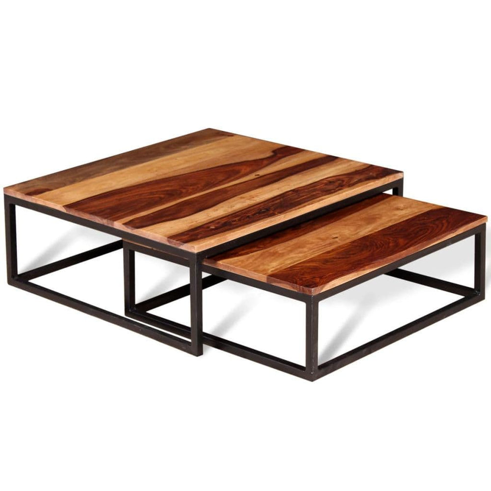 Nesting Coffee Table Set 2 Pieces Side Couch End Stand Multi Materials.
