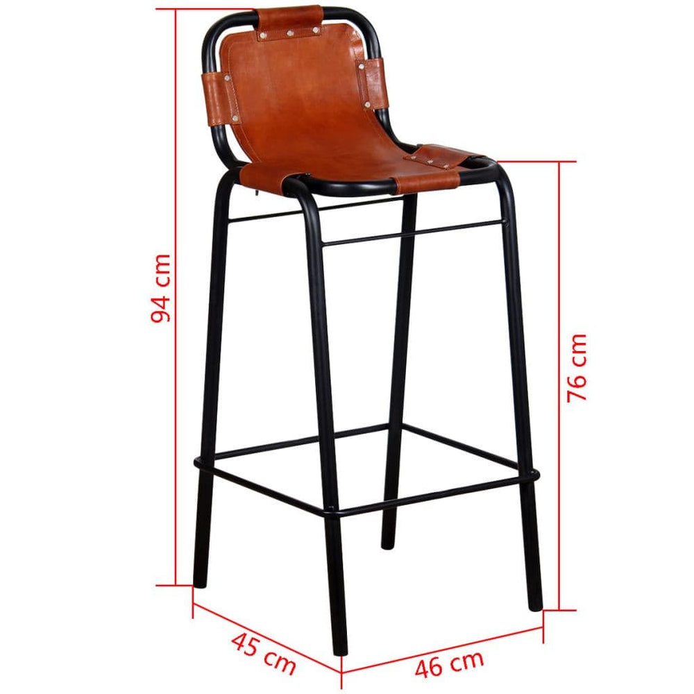 Bar Stools 2 pcs Real Leather.