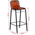 Bar Stools 2 pcs Real Leather.