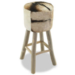 Bar Stool Real Leather and Solid Teak Wood.