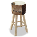 Bar Stool Real Leather and Solid Teak Wood.