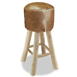 Bar Stool Real Leather and Solid Teak Wood.
